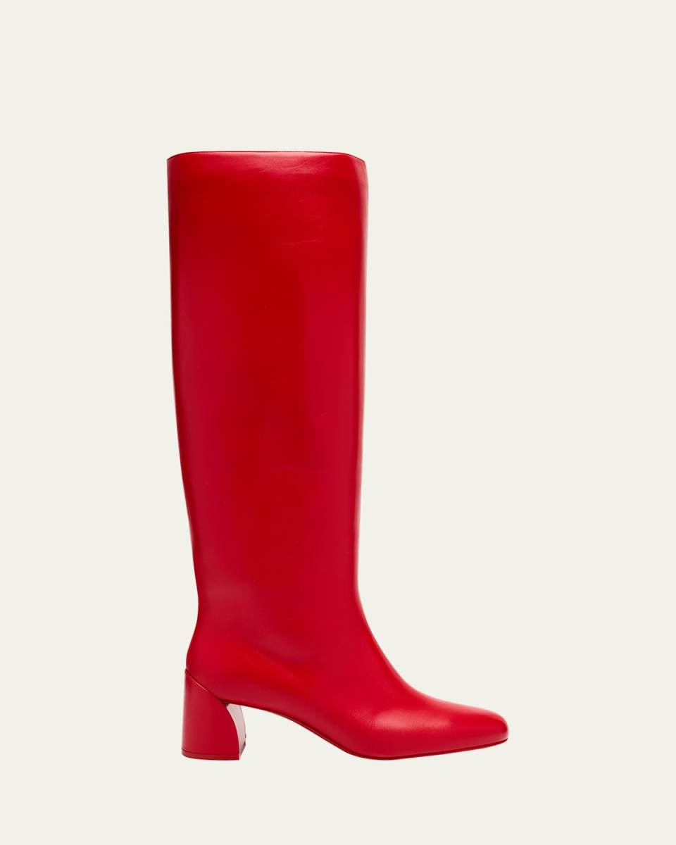 Janitta Leather Knee-High Red Sole Boots